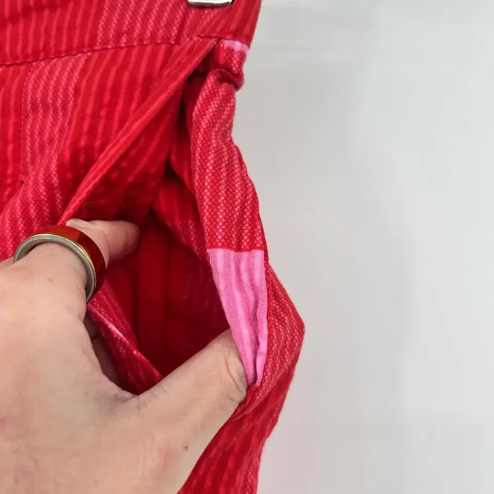 Anthropologie Porridge Red pink Plaid Wide-Leg Pants pockets preppy boho size XS - Picture 5 of 9
